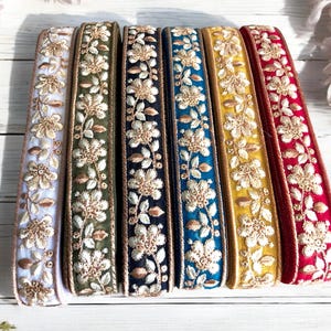 Tissu net bordure sari bordure en dentelle indienne par mètre, bordure en tissu sari-chemin de table-couette artistique bordure en tissu sari bordure en soie