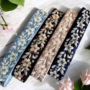 Sari Stoffbordüre, bestickte Borte für Dupattas, Quilt Band, Boho Junk Journals, indischer Stoff-Tischläufer