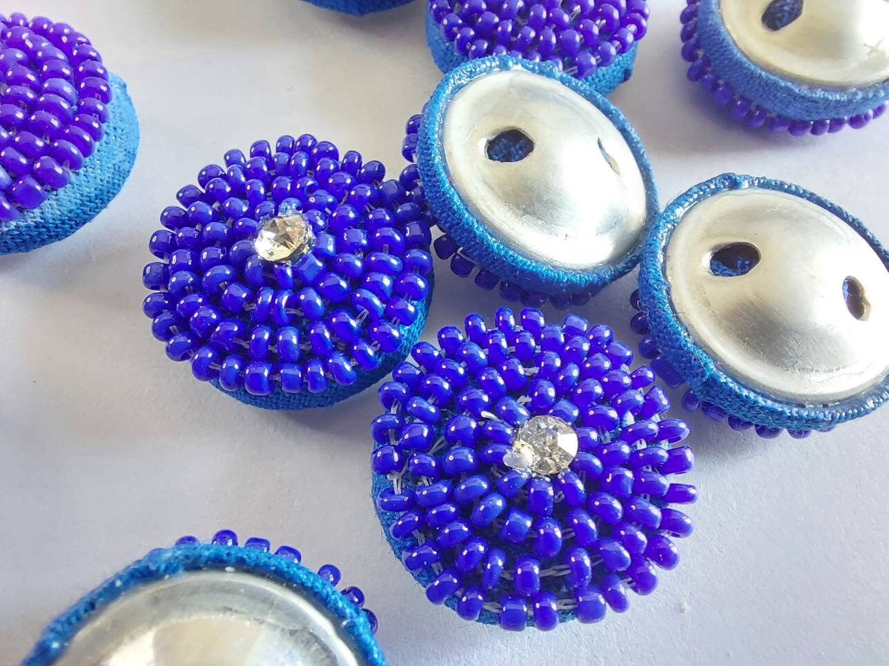 10 pieces Hand Beaded Round Buttons Sewon Cabochon Handmade Etsy