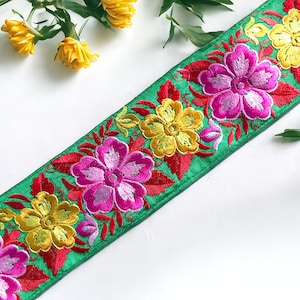 Embroidered Indian Trim By The Yard Indian Fabric Trim Sari Border Craft Ribbon Sari Fabric Trimming Sewing Tape, Costume trim Silk Ribbons
