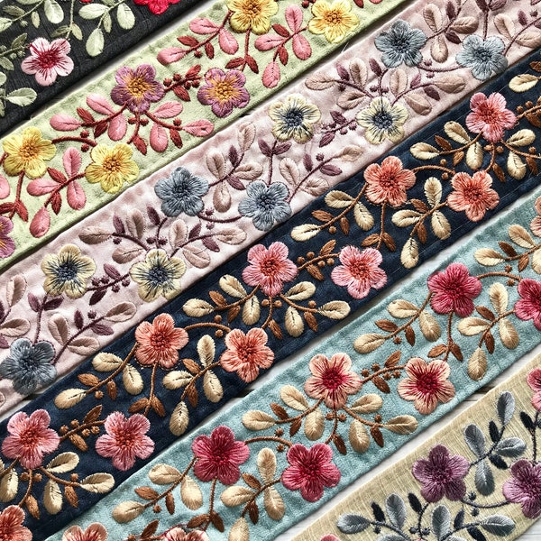 Saree Border Indian Lace Trim op maat gesneden, geborduurd lint Sari Fabric Trim-Table Runner-Art Quilt stof trim Sari Border Silk Fabric