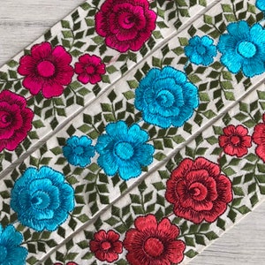 Ribete de encaje indio cortado a medida, cinta bordada Sari Fabric Trim-Table Runner-Art Quilt fabric trim-Silk Sari Border Trim-Silk Fabric Trim