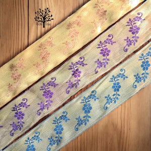 Adorno de tela de brocado tejido Jacquard, adorno de tela con diseño de flores, borde de Sari, collares para perros, cintas de seda, decoración Bohemia, camino de mesa, edredones