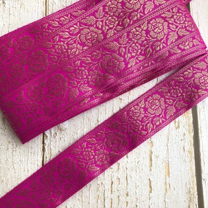 1 Yard Brocade Fabric Trim-maroon Grosgrain Ribbon-floral - Etsy