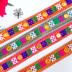 Smalle stoffen lintversiering-yoga-armbandversiering-polswikkellint-faux grote spiegels lint-meerkleurig stof geborduurd lint