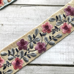 Saree Border Indian Lace Trim By The Yard, embroidered Ribbon Sari Fabric Trim-Table Runner-Art Quilt fabric trim Sari Border Silk Fabric image 9