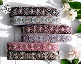 Tkanina siateczkowa, bordiura do sari, indyjska koronka cięta na wymiar, bordiura do sari, bieżnik stołowy, bordiura do pikowania artystycznego, bordiura do sari, jedwabna tkanina