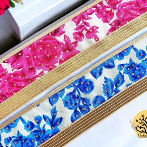 Digitaldruck & Brokat Borte Sammelware-Indische Stoffborte Sari Bordüre-Craft Ribbon-Sari Stoffbesatz-Nähband-Seidenbänder