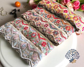 Ribete de organza, borde de sari bordado, tela de seda para sari, dupattas, cinta de seda acolchada, tela india, camino de mesa, lehengas