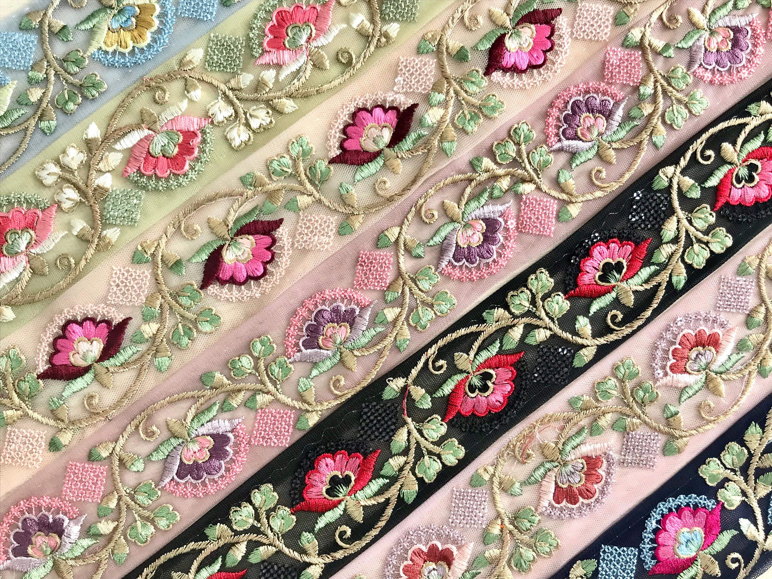 1 1/2 Wide Rayon Embroidered Ribbon - Pebble and Putty - Renaissance  Fabrics