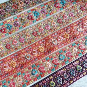 Ruban brodé en tissu net pour vêtements bohèmes, robe de mariée, bordure sari, bordure sari, bordure indienne par mètre, chemin de table