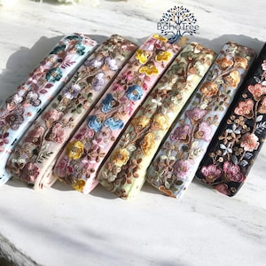 Netzstoff Borte-Sari Borte-Sari Seide Borte-Sari Stoff-Dupattas,Quilt Seidenband-Indischer Stoff-Tischläufer-Lehengas