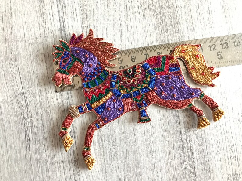 1 piece Horse Hand Embroidered Beads Fabric AppliqueSewon Etsy