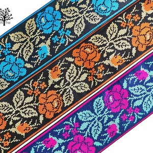 Tela Jacquard tejida Floral con brocado indio, borde de Sari perfecto para collares de perro, camino de mesa bohemio para decoración del hogar de vacaciones