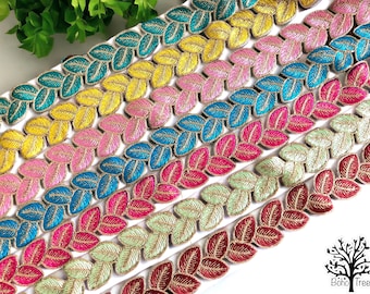 Indian Lace Trim By The Yard, embroidered Ribbon Sari Fabric Trim-Table Runner-Art Quilt fabric trim-Silk Sari Border Trim-Silk Fabric Trim