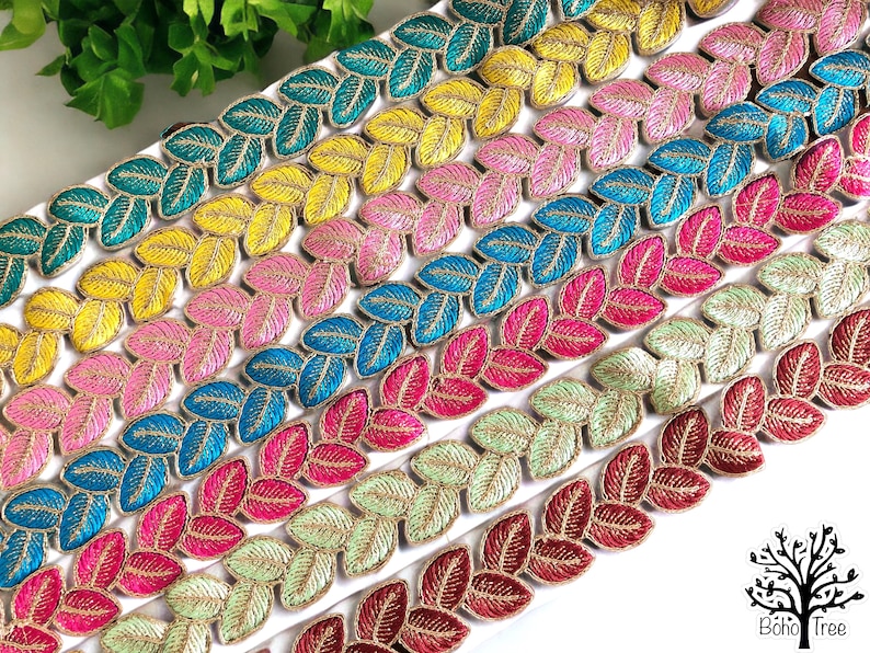 Indian Lace Trim By The Yard, embroidered Ribbon Sari Fabric Trim-Table Runner-Art Quilt fabric trim-Silk Sari Border Trim-Silk Fabric Trim image 1