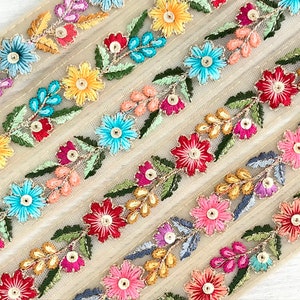 Net Fabric Saree Border Indian Lace Trim By The Yard, Sari Fabric Trim-Table Runner-Art Quilt fabric trim Sari Border Silk Fabric
