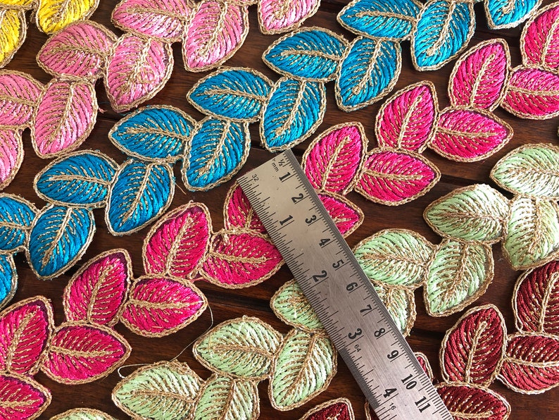 Indian Lace Trim By The Yard, embroidered Ribbon Sari Fabric Trim-Table Runner-Art Quilt fabric trim-Silk Sari Border Trim-Silk Fabric Trim image 3