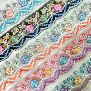 Tessuto a rete Saree Bordo pizzo indiano tagliato a misura, tessuto Sari Trim-Table Runner-Art Quilt tessuto rivestimento Sari Border tessuto di seta