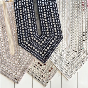 Écusson bohème à miroirs pour encolure | Collier brodé style shisha pour chemises, blouses et tenues de festival bohèmes à faire soi-même | Applique ethnique indienne 929