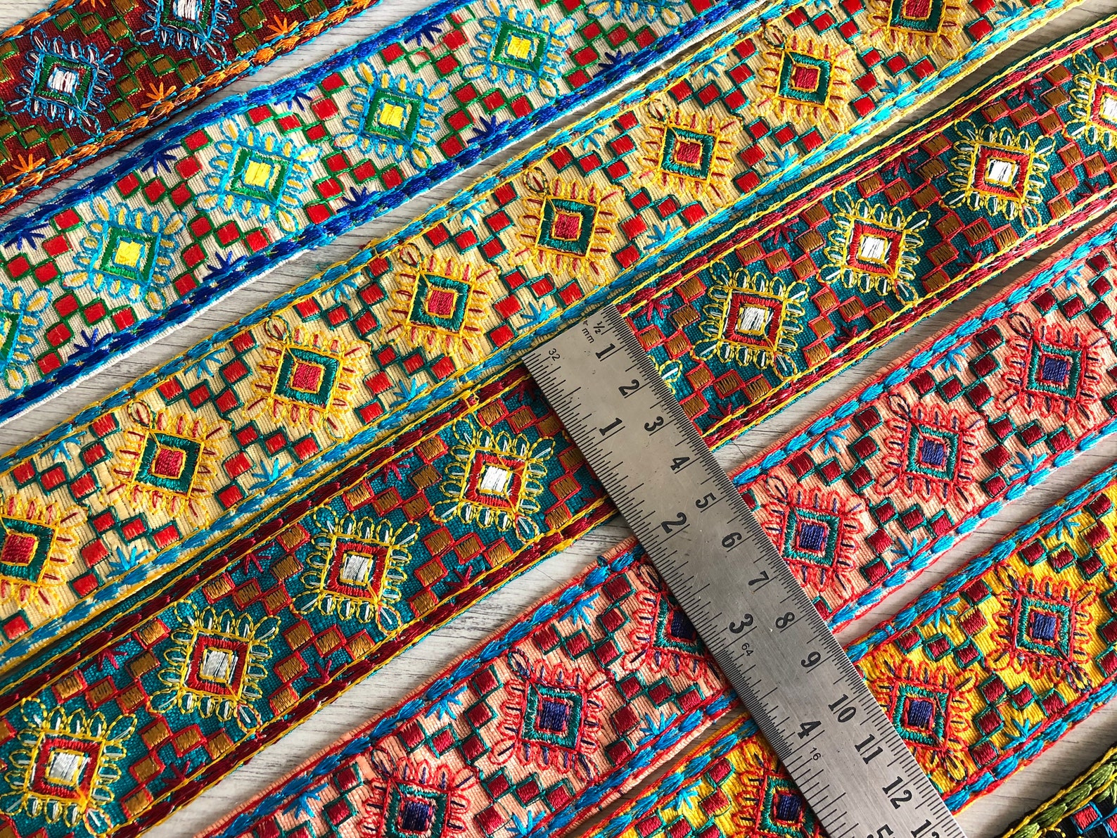 Multicolored Bohemian Fabric Trimart Quilt Table Etsy