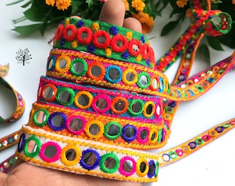 Narrow Fabric Ribbon Trim: Versatile Use for Yoga Bracelets,Wrist Wraps, Faux Mirrors Embellishment,and Multi-Color Embroidery for DIY craft