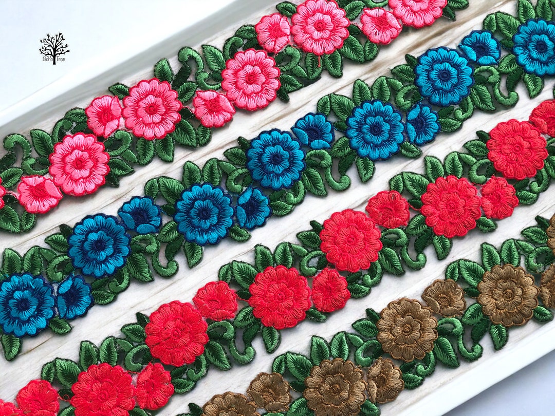 Floral Embroidered Cut Work Lace Fabric Trimindian Fabric Etsy