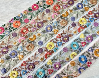 Net Fabric Saree Border Indian Lace Trim By The Yard, Sari Fabric Trim-Table Runner-Art Quilt fabric trim Sari Border Silk Fabric