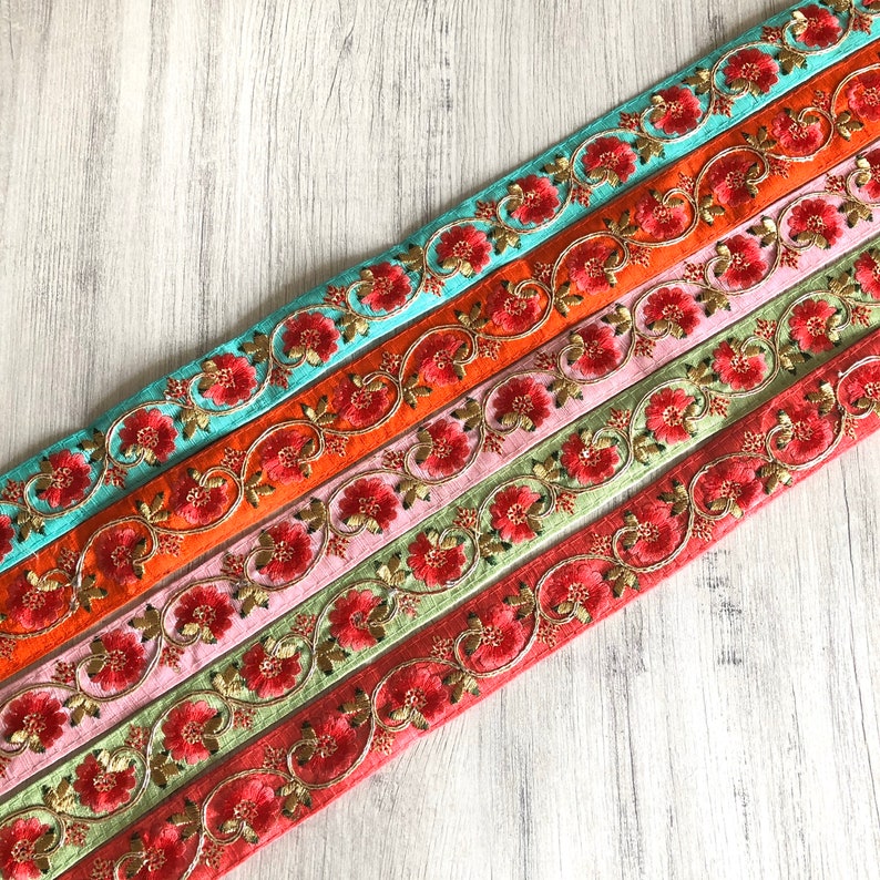 Saree Border Indian Lace Trim By The Yard embroidered Ribbon Etsy