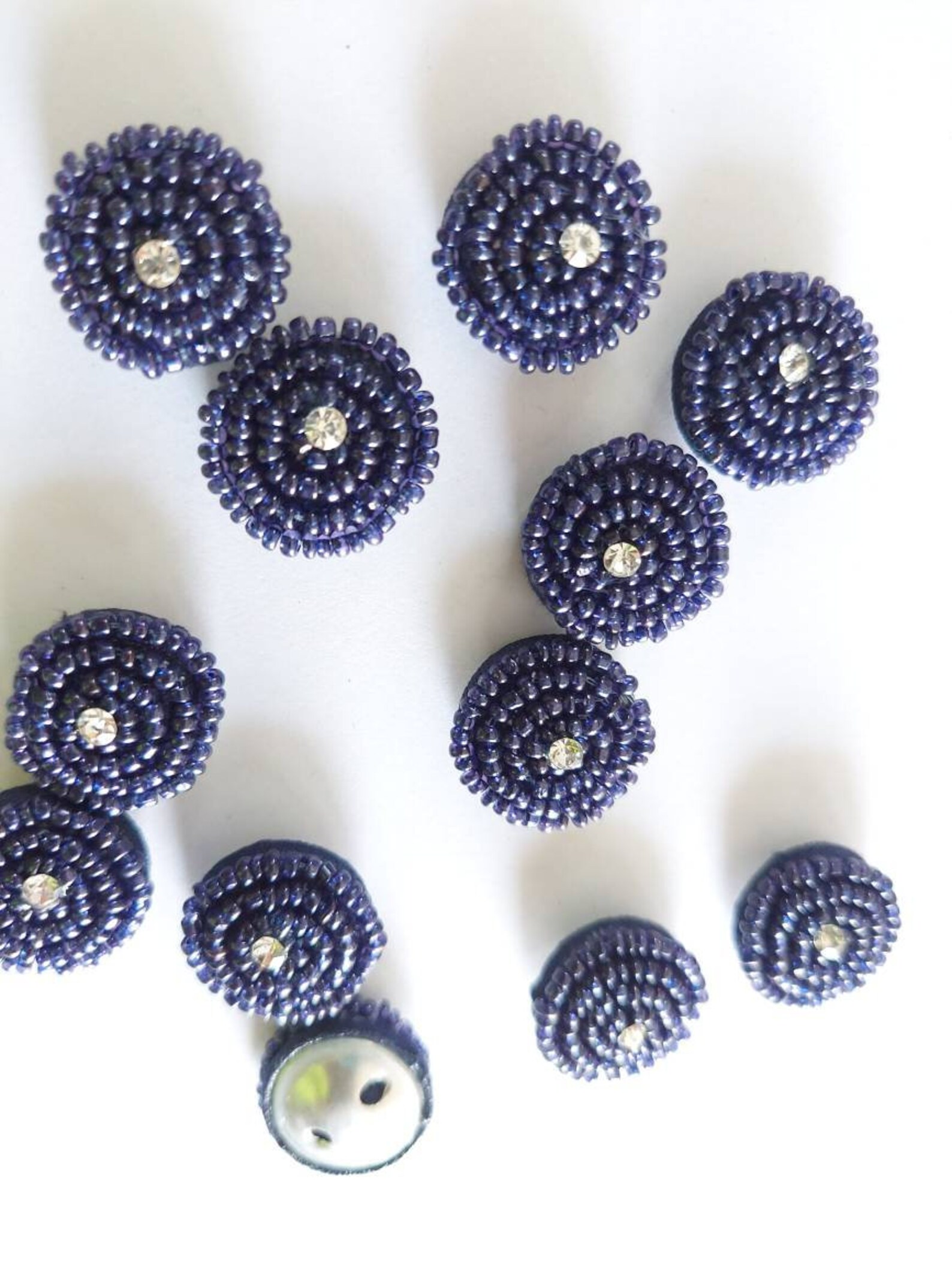 10 pieces Hand Beaded Round Buttons Sewon Cabochon Handmade Etsy