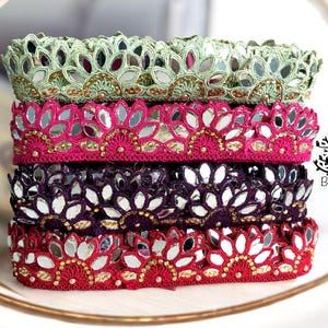 Geborduurd sari-stoflint voor bohokleding, trouwjurk, sari-rand, sari-rand, Indiase versiering op maat gesneden, tafelloper