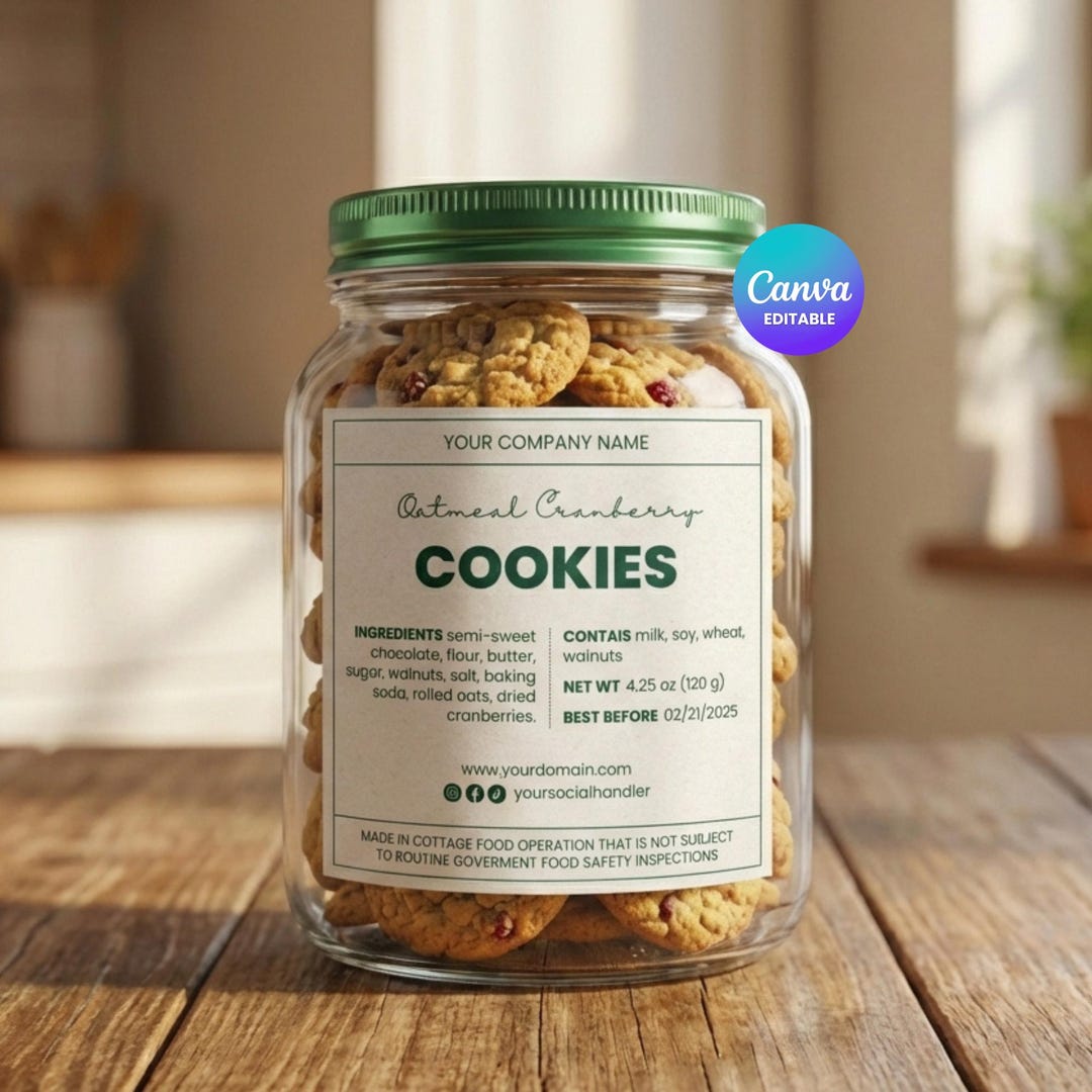 Minimal Bakery Packaging Sticker, Editable Canva Cottage Food Label ...