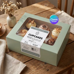 Label for Cupcakes | Editable Canva Bakery Digital Template for Cottage Food Business