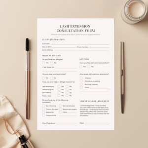 Lash Extension Consultation Form | Editable Canva Template (A4 & US Letter)