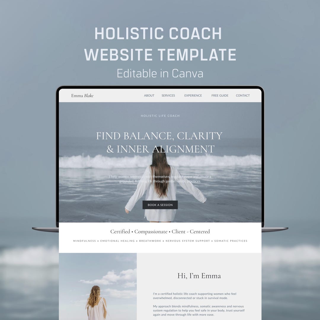 Holistic Coach Website Template Canva | Wellness Landing Page (digital ...
