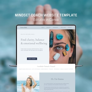 Webbplatsmall för mindsetcoach, holistisk välbefinnande Canva-design