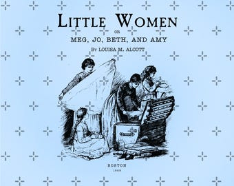 Vintage kleine vrouwen png, kleine vrouwen Louisa May Alcott-cadeau, literair cadeau png, literair leesgrage png, lichte academische wereld, cadeau voor bibliothecaris