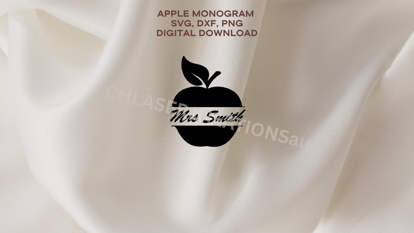 Split Apple Monogram SVG, PNG, DXF File (digital Download) - Etsy Australia