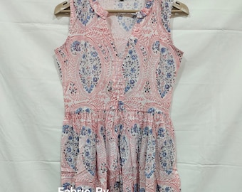Block printed dress cotton midi dress with pocket, dresses for women, summer dress Bohemian dress gift for her