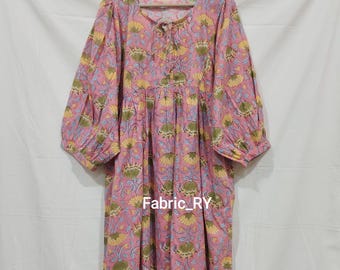 Block Printed dress Bohemian cotton mini dress, dresses for women, casual summer dress midi beach dress gift for her