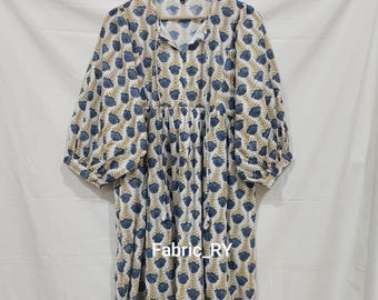 casual summer dress midi beach dress with pocket gift for her Block Printed dress Bohemian cotton mini dress, dresses for women