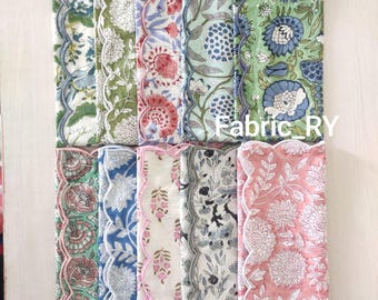 Wholesale cloth Napkins block printed cotton cloth napkin mix and match scalloped Assorted napkin for wedding, event, dining table