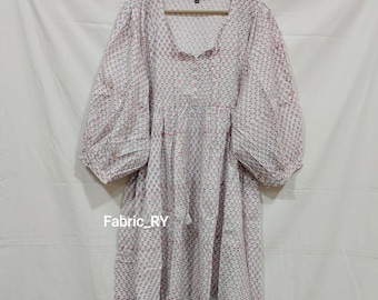 Floral print cotton summer Dress Block print dress Bohemian cotton mini dress, dresses for women,  midi dress with pocket gift for her