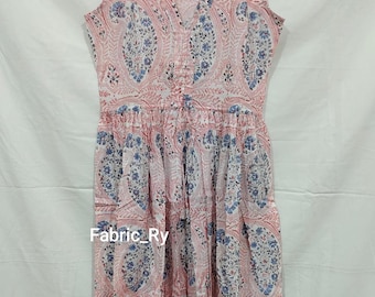 Block printed dress cotton midi dress with pocket, dresses for women, summer dress Bohemian dress gift for her