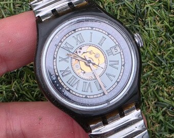 Vintage 1993 swatch mens charms skeleton automatic sam 401 watch