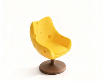 Cheese Chair - 3D Printed Miniature Furniture for 1/6 & 1/12 Dolls, Unique Display Prop