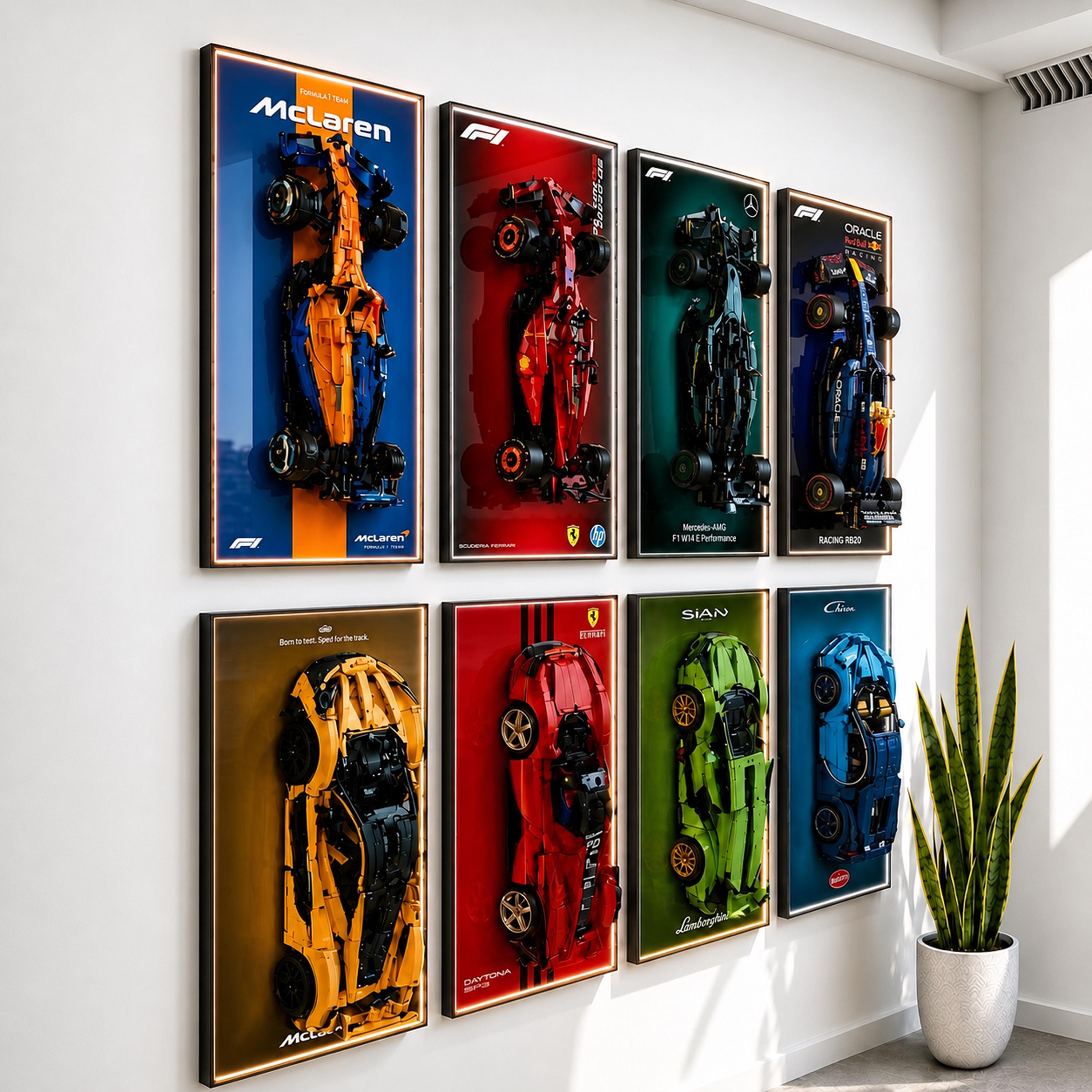 LED Display Frame for LEGO® Technic Cars | Wall Mount Frame | Fits