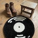 Hand-tufted Circular Vinyl Record Rug Black and Off-white, Soft and ...