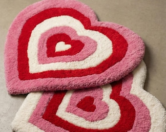 Heart Plush Area Rug – Multilayered Soft Heart-shaped Floor Mat