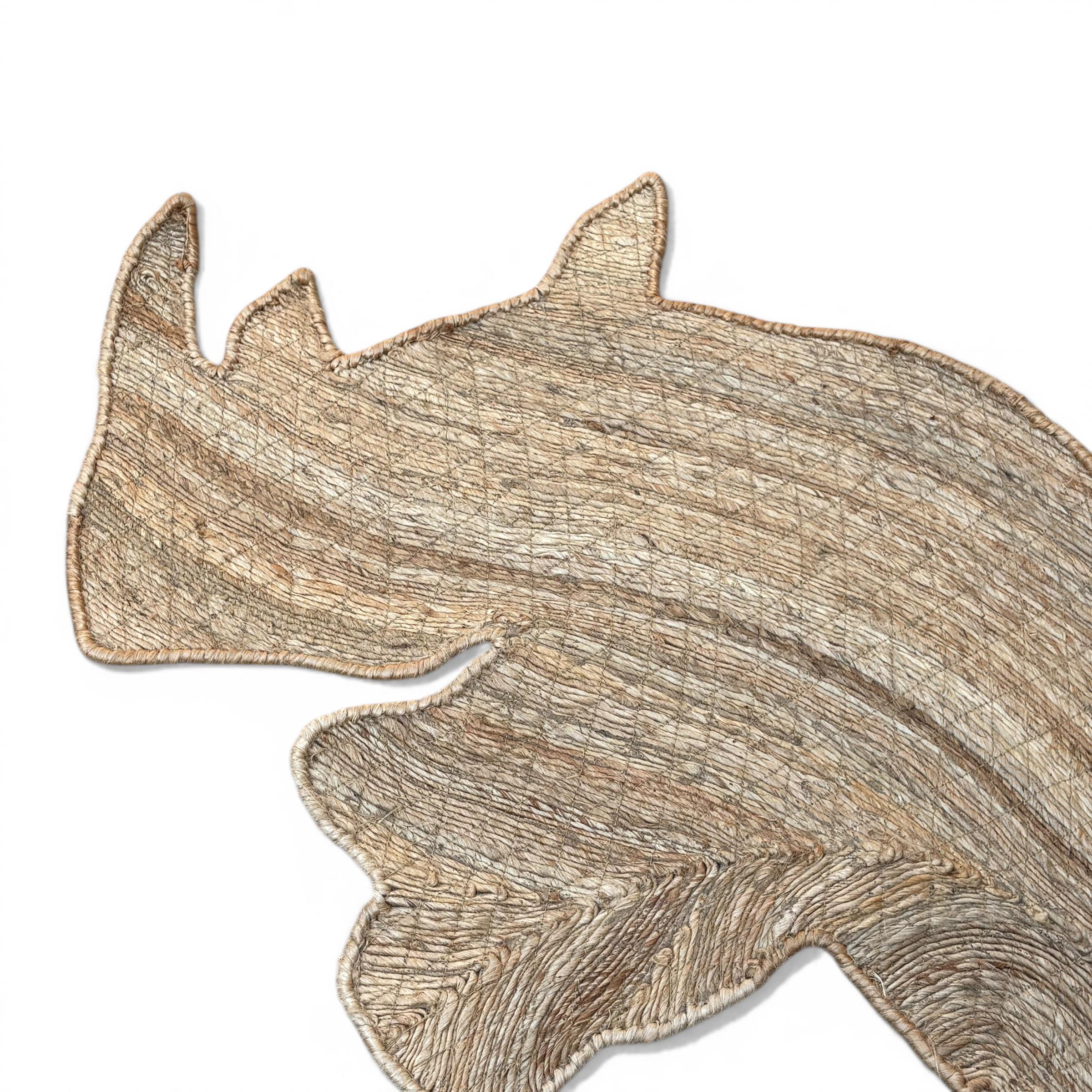 Rhino Rug Braided Rhino Jute Rug – 4x2 Feet Animal Shaped Area Rug, Handwoven ...